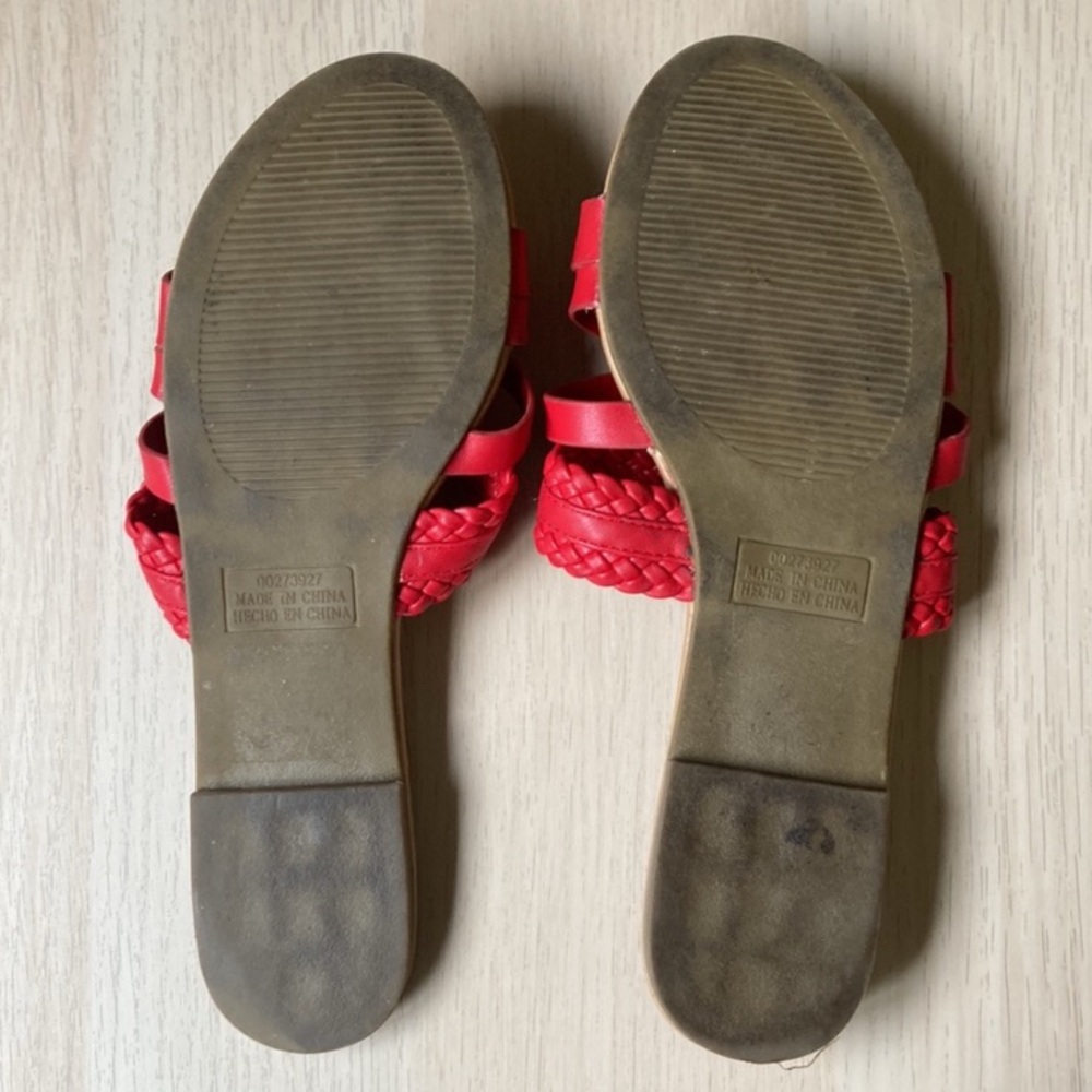 Forever 21 Women's Red Braided Slide Sandals, Size 7.5, 7 1/2 Slip on summer - Picture 5 of 7
